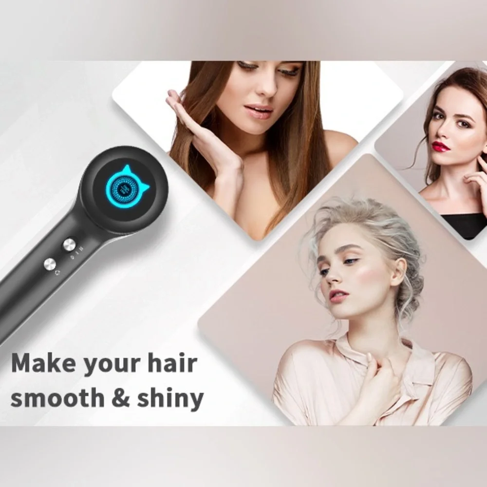 NEW! Plasma Hair Dryer (Positive+Negative Ionic) 1500W Dark Gray